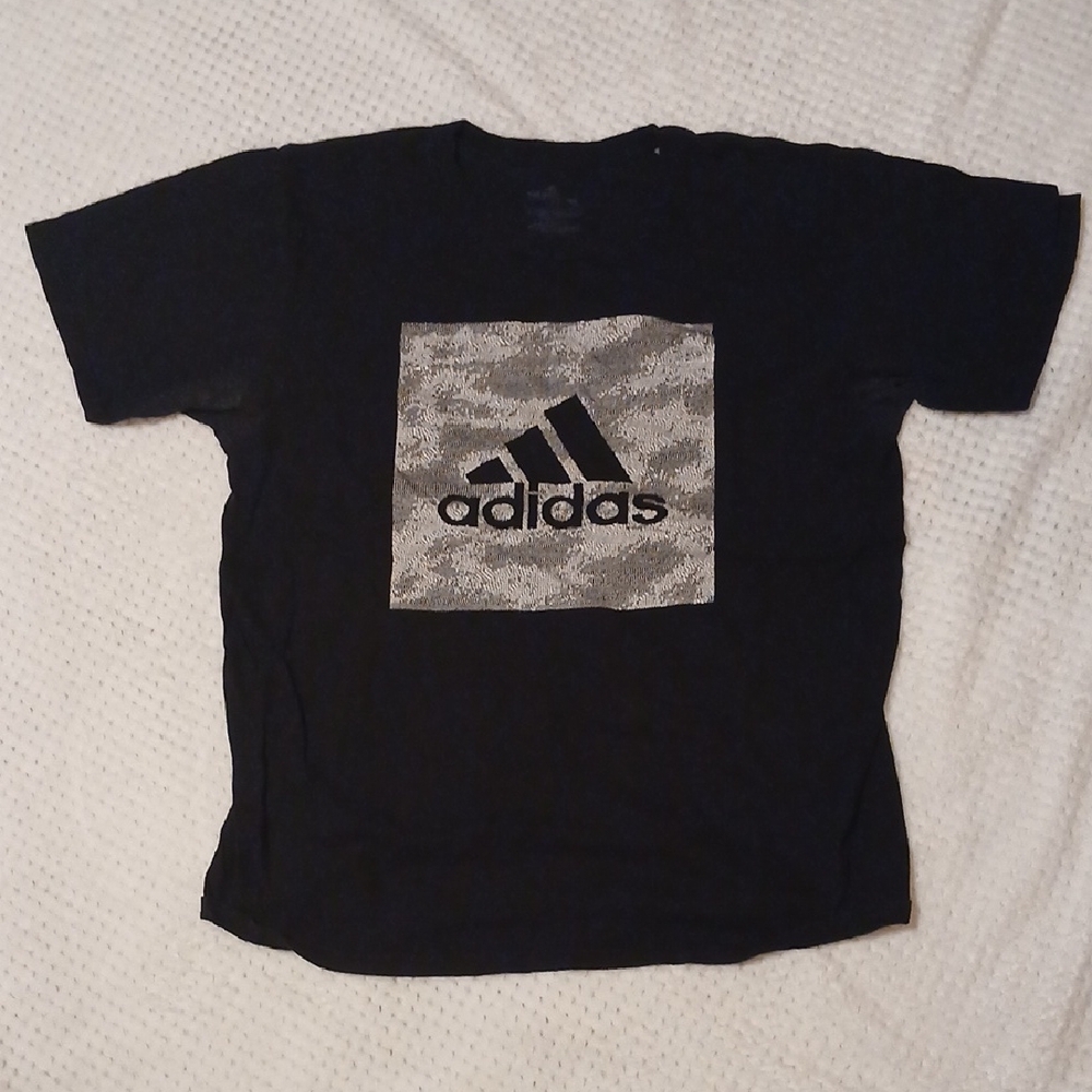 Adidas Black and Gray Camo Logo Tee